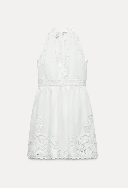 green emerald velvet dress Zara White Crochet Lace Mini Dress