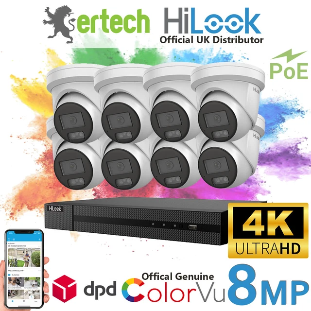 HIKVISION HILOOK NVR CCTV System IP PoE 8MP 4K UHD ColorVu Camera 247 ...