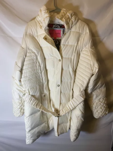 Betsey Johnson Womens Plus Size 2XL 20W Puffer Jacket Coat Ivory Longer Classic