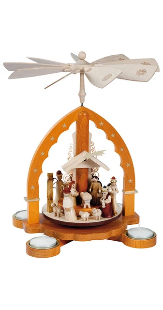 Pyramide de Noël scène de la Nativité, hauteur 27 cm, naturel av.. RG 16093 neuf