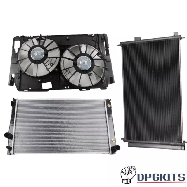 Aluminum Radiator & AC Condenser & Cooling Fan Kit For 2006-2012 Toyota RAV4