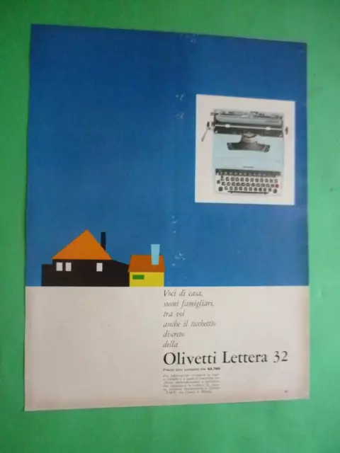 1964 Original Publicidad' Vintage Olivetti Letra 32 Máquina De Escribir 9kl