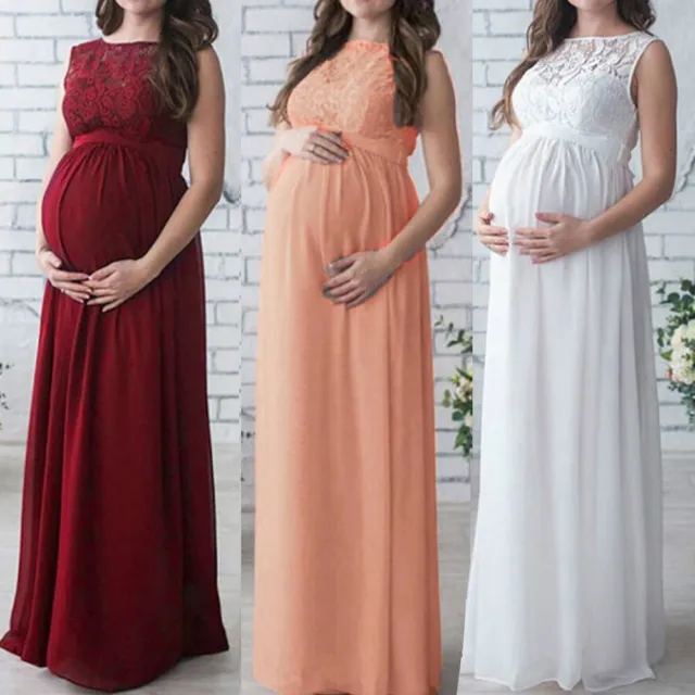 Pregnant Women Lace Long Maxi Dress Maternity Gown Photography Props Clothes