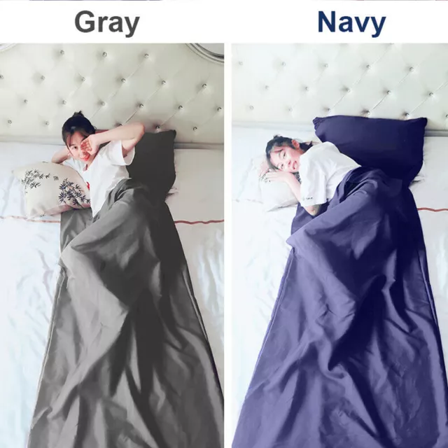 Sleeping Bag Liner Portable Lightweight Sleeping Bag Travel Sheet W/Pillow Slot 2