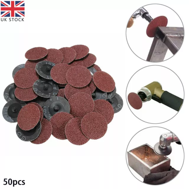 50x 36 Grit R Roloc Type Sanding Discs 2'' 50mm Abrasive Sandpaper Roll Lock UK