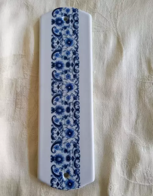 Vintage De Limoges  Door Finger Push Plate  Porcelain UCDA  White N Blue Plaque