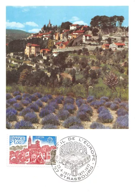 Scheda Massimo FDC Francia Europa Provenza 1977 Strasburgo