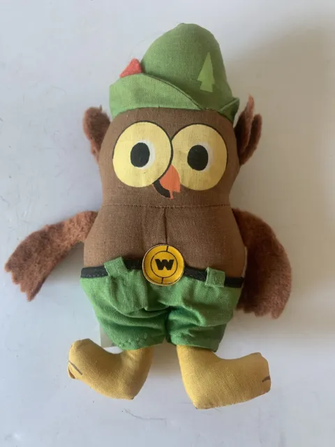 Vtg 70s WOODSY OWL Plush Doll Toy Who Gives a Hoot Don't Pollute Knickerbocker