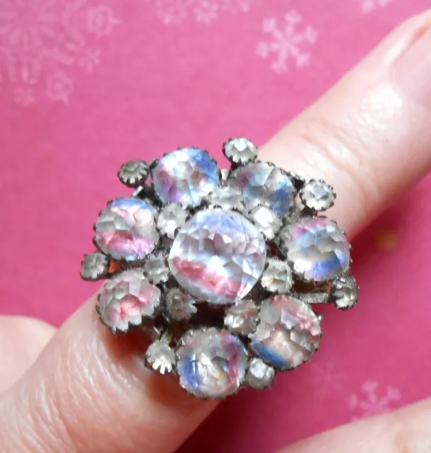 Superbe bague ancienne Art Deco Couture vintage argent strass