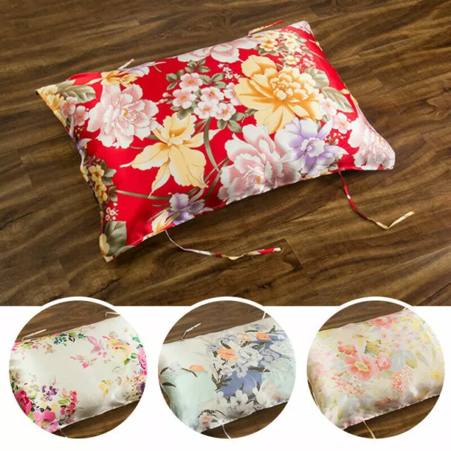 LUXURY  Real Silk Pillowcase Pure Mulberry Floral Pillow Cases Lace 48x74cm