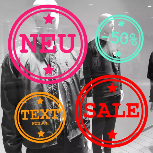 ✔✔Aufkleber Folie Neu Sale WSV Buttons Schaufenster Beschriftung nach Wunsch✔✔