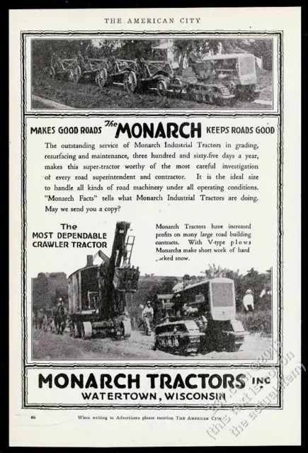 1923 Monarch crawler tractor 2 photo vintage trade print ad