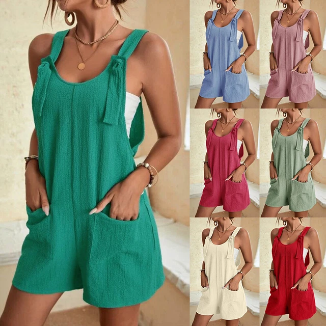 Bretelle Da Donna Tute Larghe Pantaloncini Pagliaccetti Estivi Tuta Da -