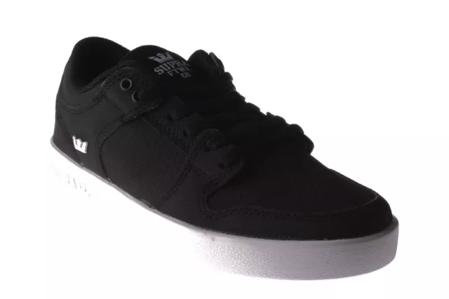 Supra Kids Boys Youth Black White Canvas Vaider LC Low Skateboard Shoes Sneakers