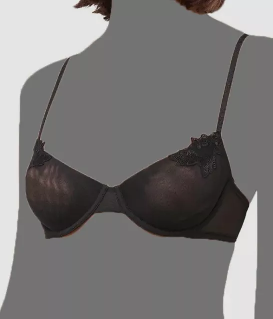 $211 La Perla Women's Black Contouring Maison Underwire Balconette Bra Size 32C