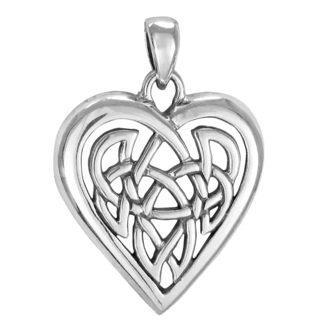 Sterling Silver Celtic Love Knot Heart Pendant - Irish Knotwork Romatic Jewelry