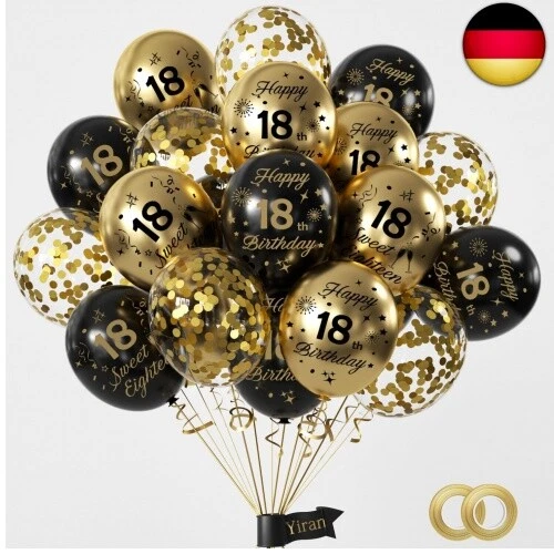Geburtstagsdeko Set „18“ In Blau - Mit Ballons, Banner & Folien, Für Jungen/Mädchen