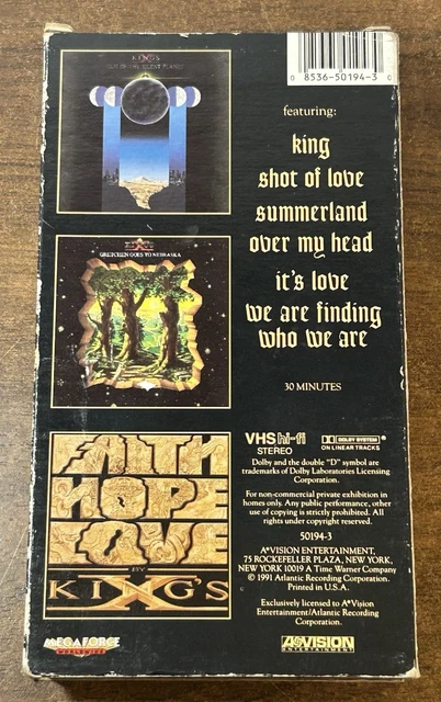 MEGAFORCE STUDIOS KING'S X Chronicles VHS Rock Music Concerts 1991 NTSC ...
