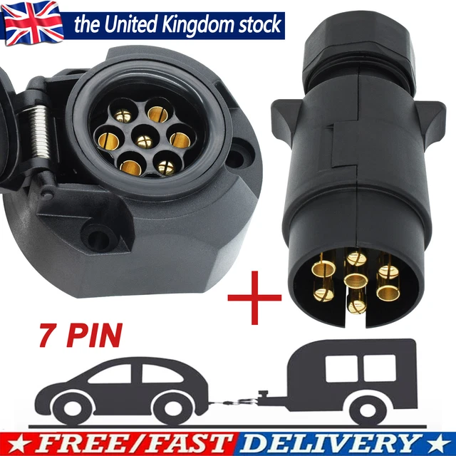 12V 7 PIN Trailer Light Connector Plug Socket Caravan Car Towing Wiring