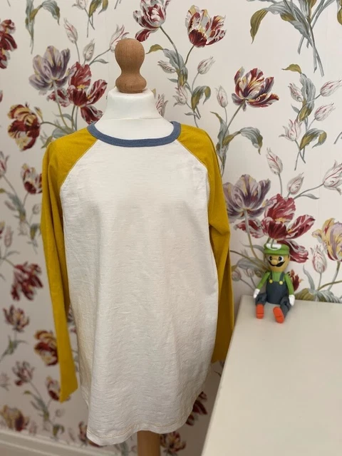Boden (Johnnie B) Baseball LS Top  (Cream/Mustard) Age 13-14 Years
