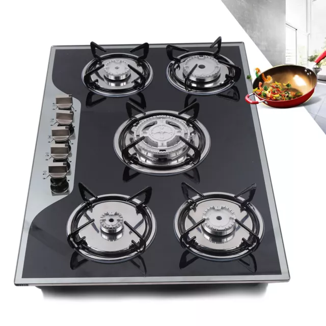 30" Gas Cooktop Built in Gas Stove 5 Burners Gas Stoves LPG/NG Stainless Steel