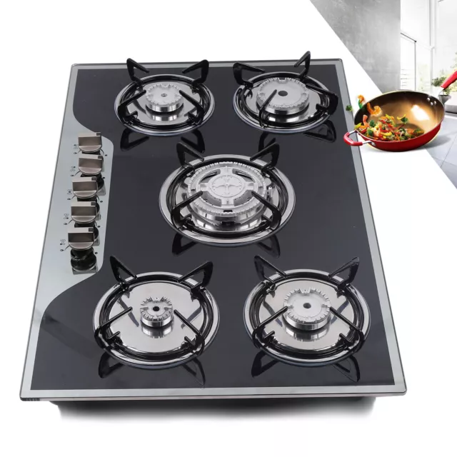 Built-in Gas Cooktop 30.3" 5 Adjustable Hob Burners LPG/NG Gas Hob Cooktops Cook