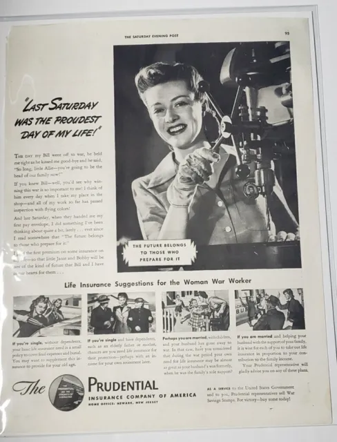 1943 The Prudential Insurance Company Wartime Page Print Saturday Evening Post