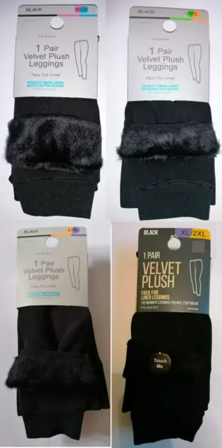 PRIMARK VELVET PLUSH Leggings Faux Fur Lined All sizes Black