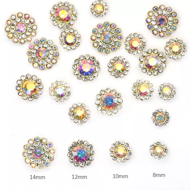 18 Color Gold Flower Claw Sew on Glass Rhinestones Gems for Clothes Sewing Decor