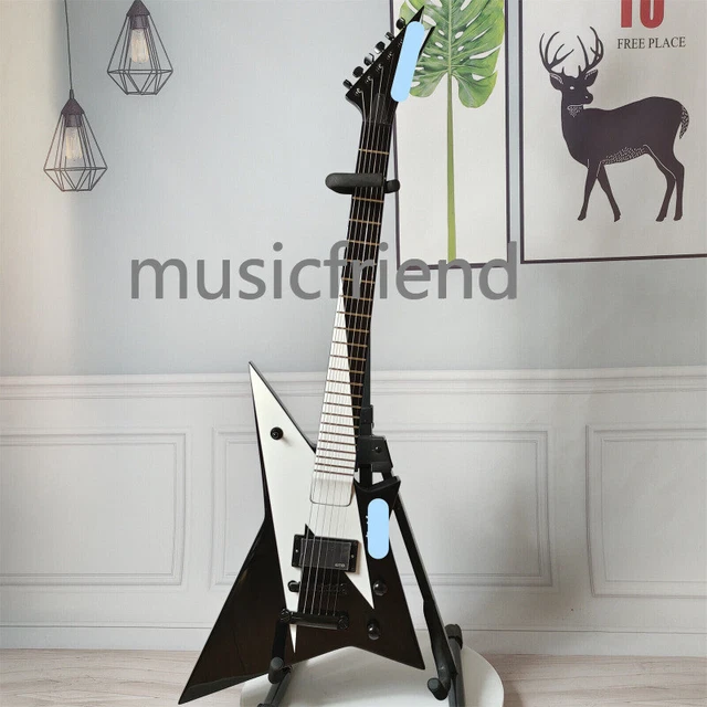 Special Shape Electric Guitar H Pickup Black Part with Signature White Pickguard