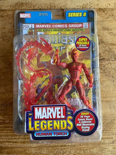 Human Torch Figure ToyBiz 2002 Marvel Legends Series II 2 New Sealed MIB MOC