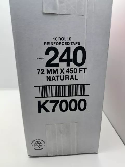 Case Of 10 72mm x 450ft Rolls Central Reinforce Kraft Box Sealing Tape K7000 240 2