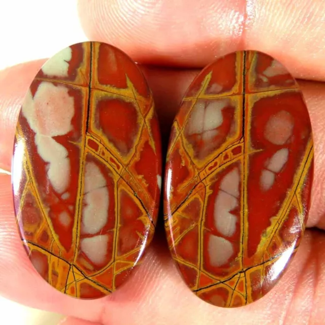 37.20Cts.100%Natural Noreena Jasper Matched Pair Cab Oval 17x29x4mm Top Gemstone