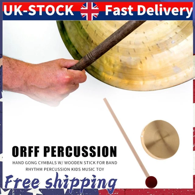 21cm Hand Gong Copper Cymbals with Wooden Stick Chapel Opera Percussion Kids Toy