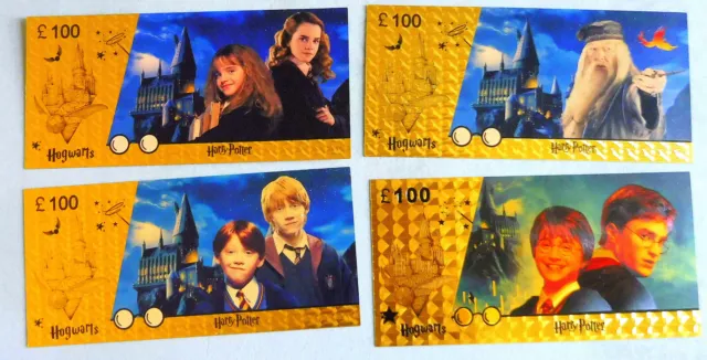 ★★ Collection De 4 Billets Polymer " Or " Special Harry Potter 100 Pounds ★★ H