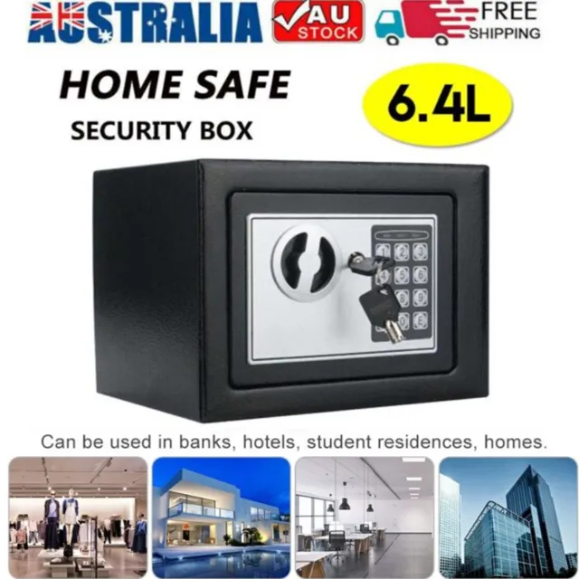 6.4L Electronic Digital Safe Box Security Key Lock Home Office Deposit Cash AU~