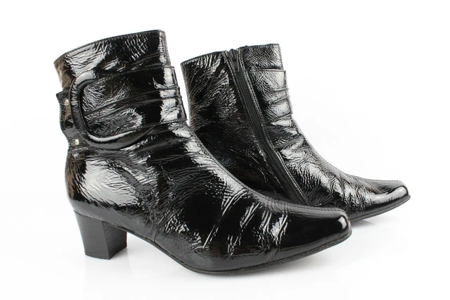 GF-CONFORT Bottines Cuir Verni Noir T 40 Très bon état
