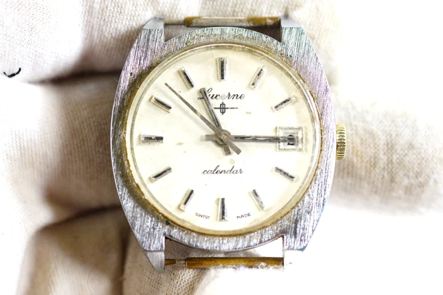 LUCERNE SWISS CALENDAR Men's Wristwatch Pin Lever Basis Watch Co Parts /  Restore $23.95 - PicClick