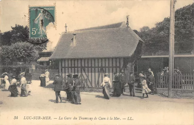 Cpa 14 Luc Sur Mer La Gare Du Tramway De Caen A La Mer