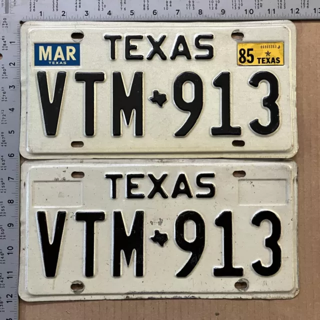 1980 Texas license plate pair VTM-913 YOM DMV Ford Chevy Dodge 14484