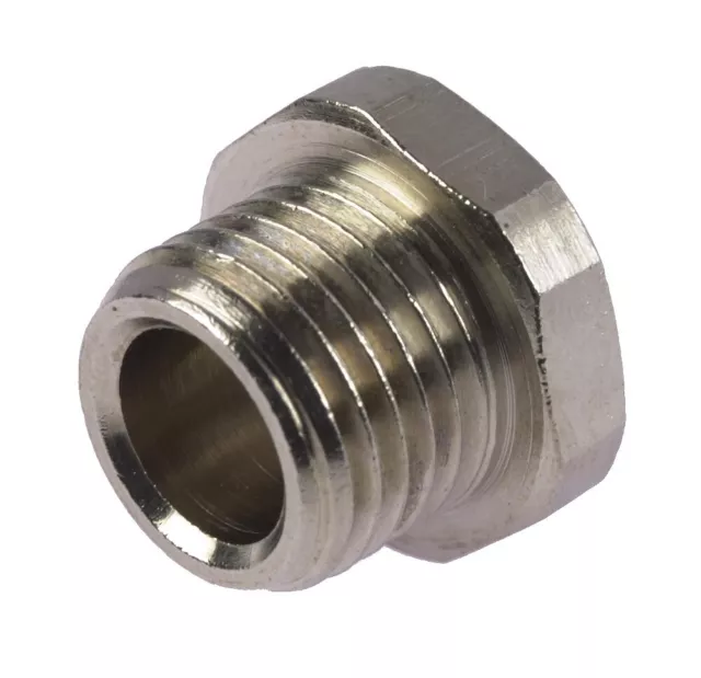 Nickel Plated Brass Hex Male Blanking Plug with Metric and BSP Parallel Threads