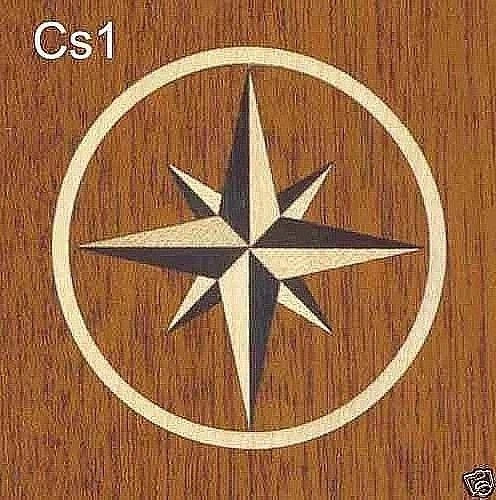 Medallón de marquetería con incrustación de estrella brújula de diamante de 5", CHAPA REQUERIDA CARPINTERÍA
