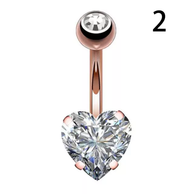 🔥 1PC Steel Belly Button Ring Crystal Piercing Navel Heart Style Sex Body Jewe