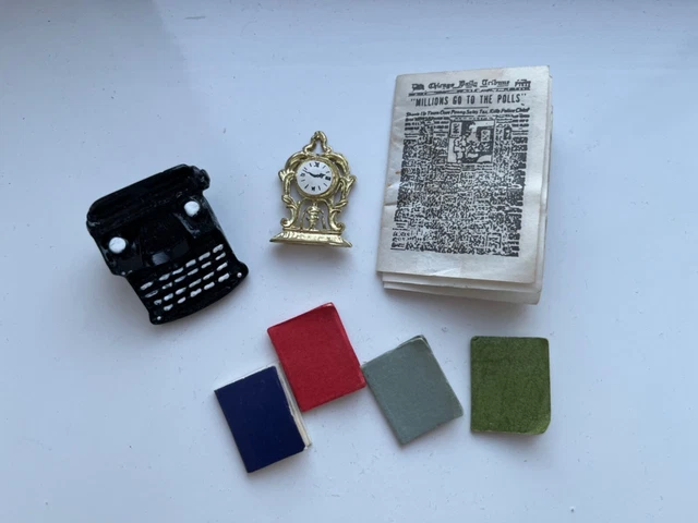 1/12 dolls house furniture job lot bundle living room accessories clock book 