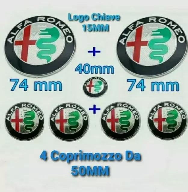 Kit Fregi Stemma Adesivi Alfa Romeo 147 156 166 Mito Gt Logo Fregio 8 Pezzi