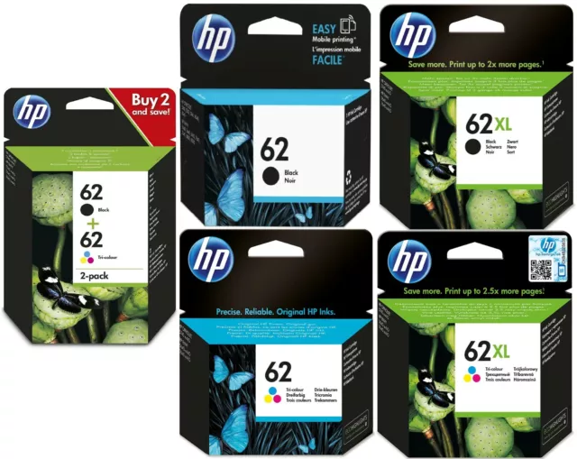 Choice Of Genuine Hp62 / Hp62Xl | Black / Tri-Colour Ink Cartridges In Lot