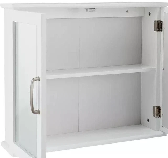 Gabinete con espejo de estante abierto de 1 puerta de almacenamiento de baño - blanco