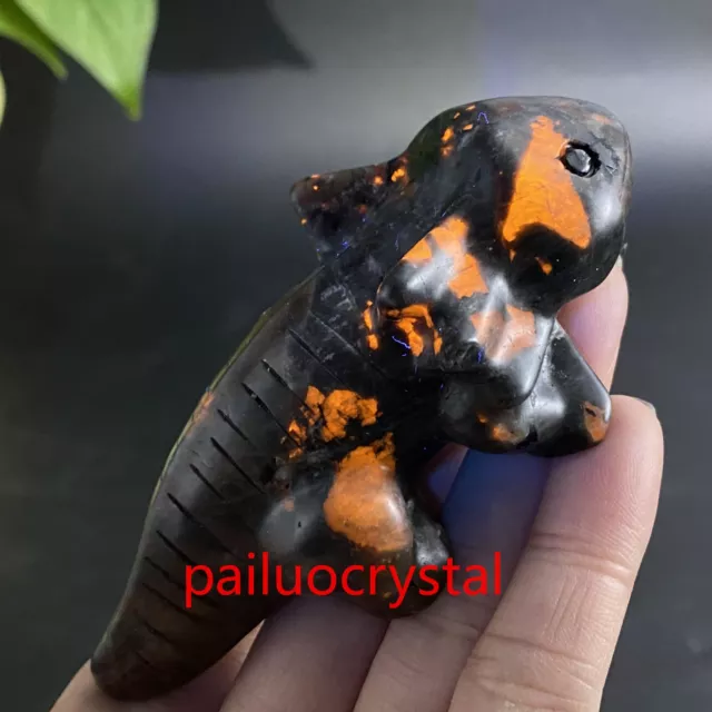 1pc Natural Yooperite Flame's Stone Salamander Quartz Crystal Carved Skull 3.8"