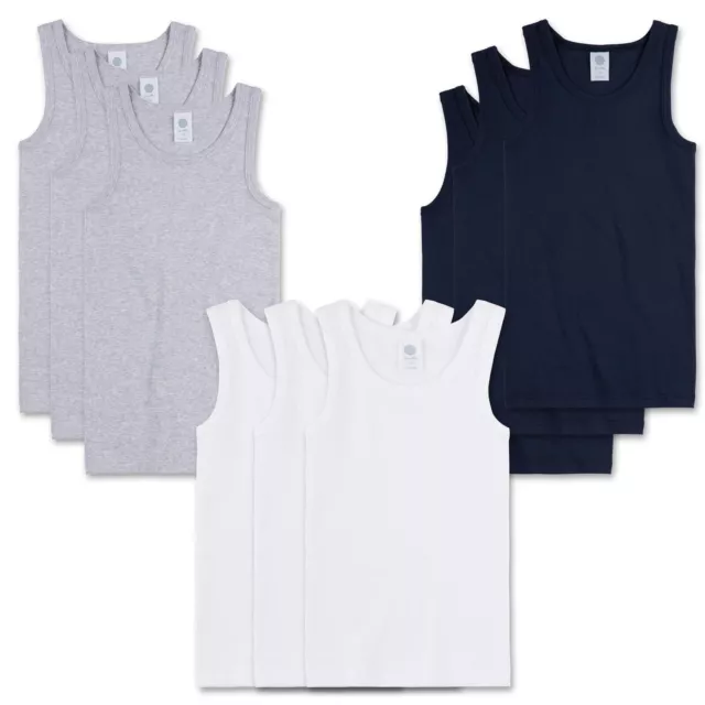 Sanetta Boy's Undershirt 3er Pack - Bio Cotton - Sleeveless - Colour Selection