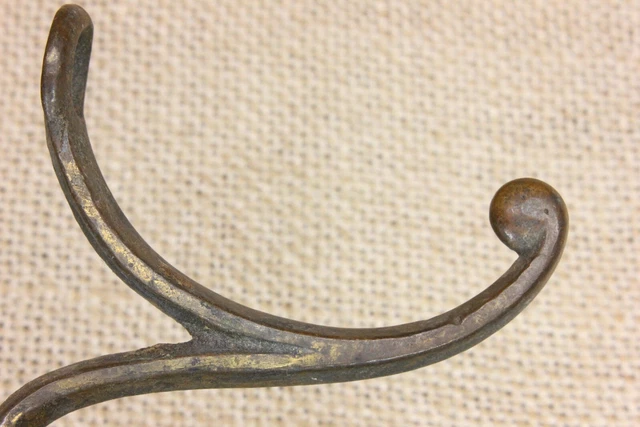 Old Single Coat Hook 1850’s School Farmhouse Wardrobe Rare Antique Cast BRASS! 8